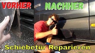 Schiebetür Selber Reparieren  Schweißen  Spachteln  Lackieren DIY Camper VW CRAFTER [upl. by Kerad]