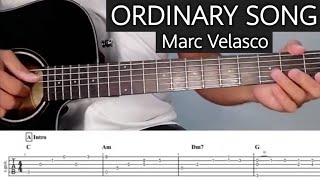 ORDINARY SONG Marc Velasco Guitar Tutorial with TablatureTabs and Tabs on Screen [upl. by Dnalyaw]