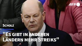 Scholz sieht keinen Bedarf an Gesetzesregelungen zu Streikrecht  AFP [upl. by Felise]