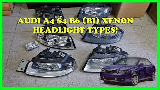 Audi A4 S4 B6 different bixenon HID headlight types 20002005 DIY Repair Guide Ballasts Bulbs [upl. by Shanley]