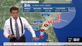 Debby strengthens to Category 1 hurricane as it continues to move north toward Floridas Big Bend [upl. by Cristi]