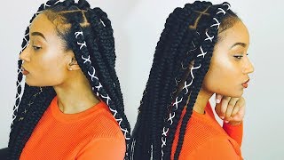 HOW TO RUBBER BAND METHOD BOX BRAID TUTORIAL  TANIEYA [upl. by Trin]