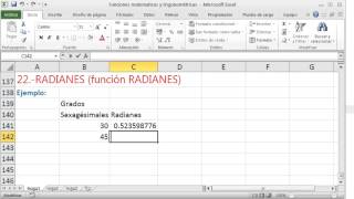 Excel funcion radianes convierte un angulo de grados sexagesimales a radianes [upl. by Greenleaf]