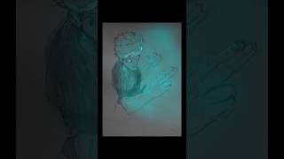 Speed drawing Satoru Gojo with glow effect Watch till the end JJK Gojo AnimeArt GlowUp SpeedArt [upl. by Lyrred]