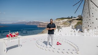 Marriage Proposal in Santorini at the private villa with windmill  Vanilla Sky Weddings [upl. by Soo]