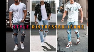 ripped jeans outfits  How To Style Distressed Jeans shorts [upl. by Volnay]