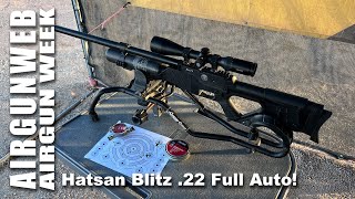 AIRGUN WEEK 2022  Hatsan Blitz 22 FULLAUTO Airgun  Overview velocity tests 50 yard accuracy [upl. by Jenni414]