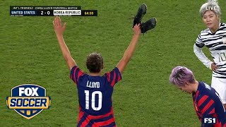 Carli Lloyd leaves the field for the last time as a USWNT player  FOX SOCCER [upl. by Enilav]