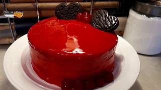 MIRROR GLAZE RED VELVET VALENTINE CAKE [upl. by Rednael]