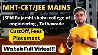 JSPM Rajarshi Shahu College of Engineering Tathawade  Cutoff  Placement mhtcet2022 counselling [upl. by Odie]