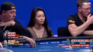 Sashimi Bluff Shoves Allin with Small Pair on No Gamble No Future [upl. by Duggan219]