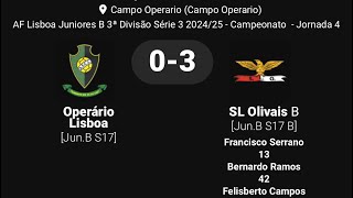 SLO vs Operário  4ª Jornada AFL III Div JunB Sub17  1ª Parte [upl. by Myra]