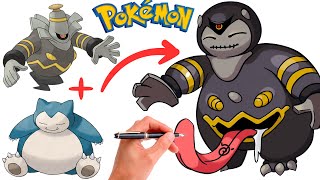 How To Draw SNORLAX and DUSKNOIR FUSION POKEMON  Pokemon Fusion [upl. by Samuelson]