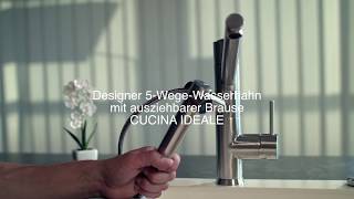 Designer 5WegeWasserhahn mit ausziehbarer Brause CUCINA IDEALE [upl. by Notlehs]