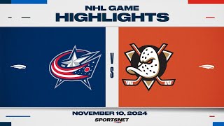 NHL Highlights  Blue Jackets vs Ducks  November 10 2024 [upl. by Anaitat]