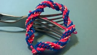 Double Cross Spiral Twist bracelet With TWO FORKS Without Loom Very Easy DIY [upl. by Nereil]