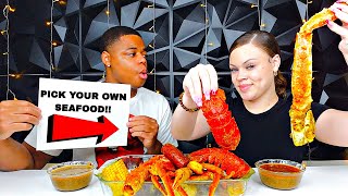 PICK YOUR OWN SEAFOOD BOIL CHALLENGE  KING CRAB amp LOBSTER TAIL MUKBANG [upl. by Denney282]