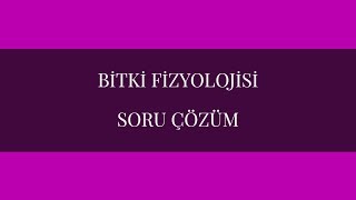 Bitki Fizyolojisi Soru Çözüm [upl. by Norvan]