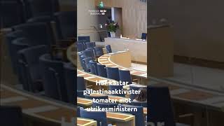 Palestinaaktivister kastar tomater mot utrikesministern [upl. by Jelle]