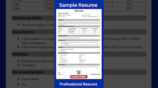 Sample Resume  Resume kaise banaye  cv kaise banaye  How to write resume  resume cv job [upl. by Alien]