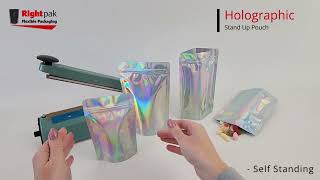 Rightpak Stand Up Pouches  Holographic Stand Up Pouch [upl. by Ovida]