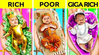 Rich VS Broke VS Giga Rich Pregnant In Jail  Funny DIY Hacks by 123GO CHALLENGE [upl. by Areema]