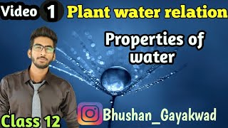 Properties of water class 12  part1 plant water relation class 12 New syllabus [upl. by Antonina4]