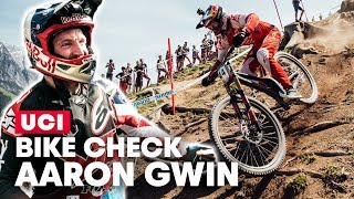 Aaron Gwin DH Bike Check l UCI MTB World Cup 2019 [upl. by Ardnot616]