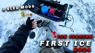 FIRST ICE Ice Fishing Northern MN in Modded Jet Sled [upl. by Margalo]