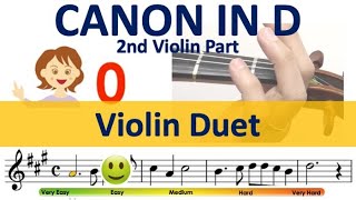 Canon in D by Pachelbel Violin Duet 2nd violin part sheet music and easy tutorial [upl. by Malas142]