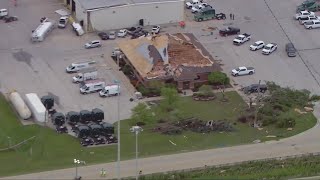 Raw Video SkyCam9 over storm damage in Channahon [upl. by Rives]