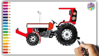 Swaraj 855 💪tractor drawing  Modified tractor Drawing  Ck Arts How to draw tractor  step by step [upl. by Eileme]