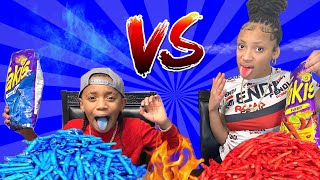 BLUE TAKIS VS RED TAKIS CHALLENGE [upl. by Warms]