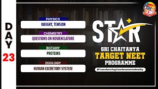 Day 23  STAR  PROTEINS amp HUMAN EXCRETORY SYSTEM  NEETPreparation  srichaitanyagosala [upl. by Eusadnilem]