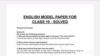 english solved model paper class 10  new model paper by sindh text book board science group [upl. by Alcott]