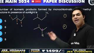 Number of isomeric products formed by monochlorination of 2methyl butane in presence of sunligh [upl. by Aij]