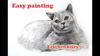 Zeichenkurs Zeichnen lernen Schritt für Schritt  Tiere zeichnenKatze zeichnen How to Draw a Cat [upl. by Annaej]