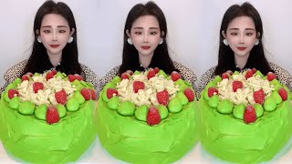 Asmr🍰Eating Matcha Blind Cake🍰 Soft And Waxy Sound 크림丨먹방丨Mukbang丨Satisfying丨Eatings [upl. by Ecissej550]