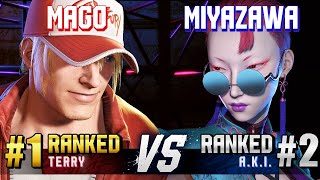 SF6 ▰ MAGO 1 Ranked Terry vs MIYAZAWA KIRYU 2 Ranked AKI ▰ High Level Gameplay [upl. by Airamalegna]