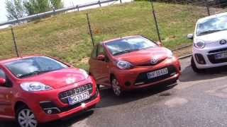 Citroën C1 Peugeot 107 Toyota Aygo vs VW Up 2012 Test  Microbil duel [upl. by Oringa]