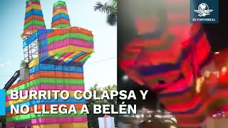 Burrito Sabanero gigante no llega a Belén se desploma por fuertes vientos en Cancún [upl. by Afra]