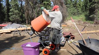 Pouring the first sonotubes for the Alaska cabin [upl. by Hcurab]