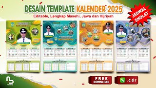 Desain Kalender 2025  LENGKAP Hijriyah Jawa amp Jadwal Sholat FREE CDR  nurdesigns [upl. by Wallache]