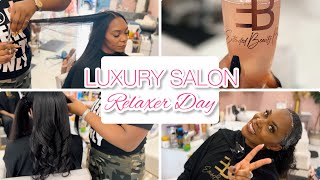 LUXURY SALON RELAXER DAY LONG THICK HEALTHY RELAXED HAIR ExtendedBeautyBar [upl. by Shipman]