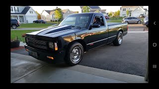 1987 v8 s10 longbox walk around and 350 startup NOT A PROSTREET s10 lol [upl. by Crandall]