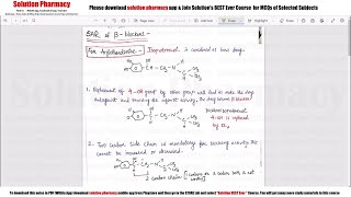 Class 22 Structure Activity Relationship SAR of Beta Receptor Blockers  Medicinal Chemistry 01 [upl. by Sedicla377]