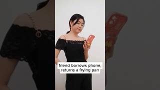 When friend borrows phone returns frying pan comedyskit funny comedyshorts relatable shorts [upl. by Duky]