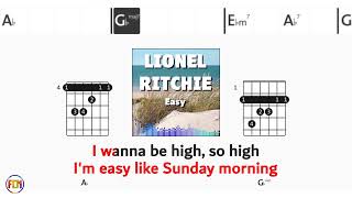 LIONEL RITCHIE Easy FCN GUITAR CHORDS amp LYRICS [upl. by Nirual]