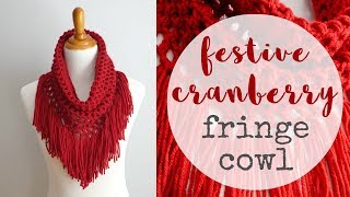 How To Crochet the Festive Cranberry Fringe Cowl [upl. by Seel216]