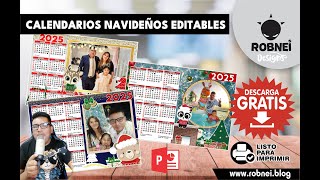 Calendarios Navideños en Horizontal Editables en Powerpoint [upl. by Nylodnew]